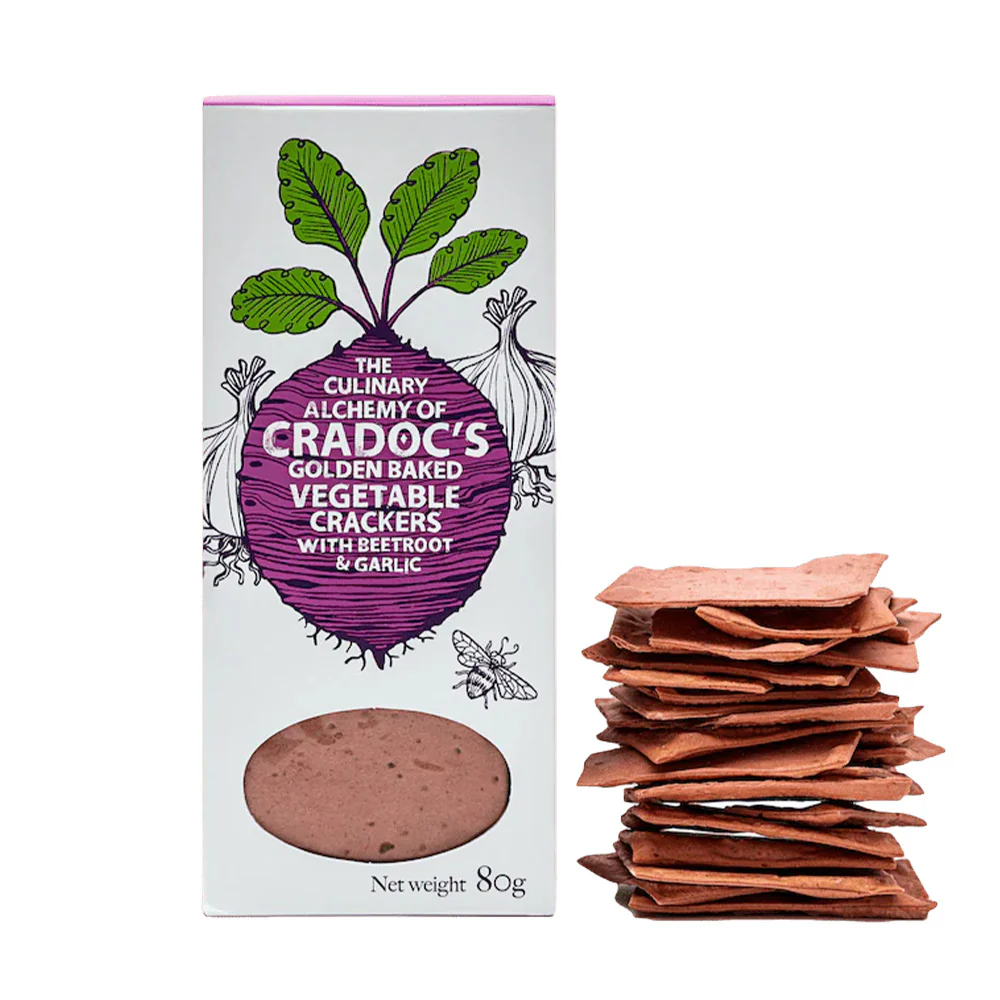 Cradoc's Beetroot & Garlic Crackers 80g