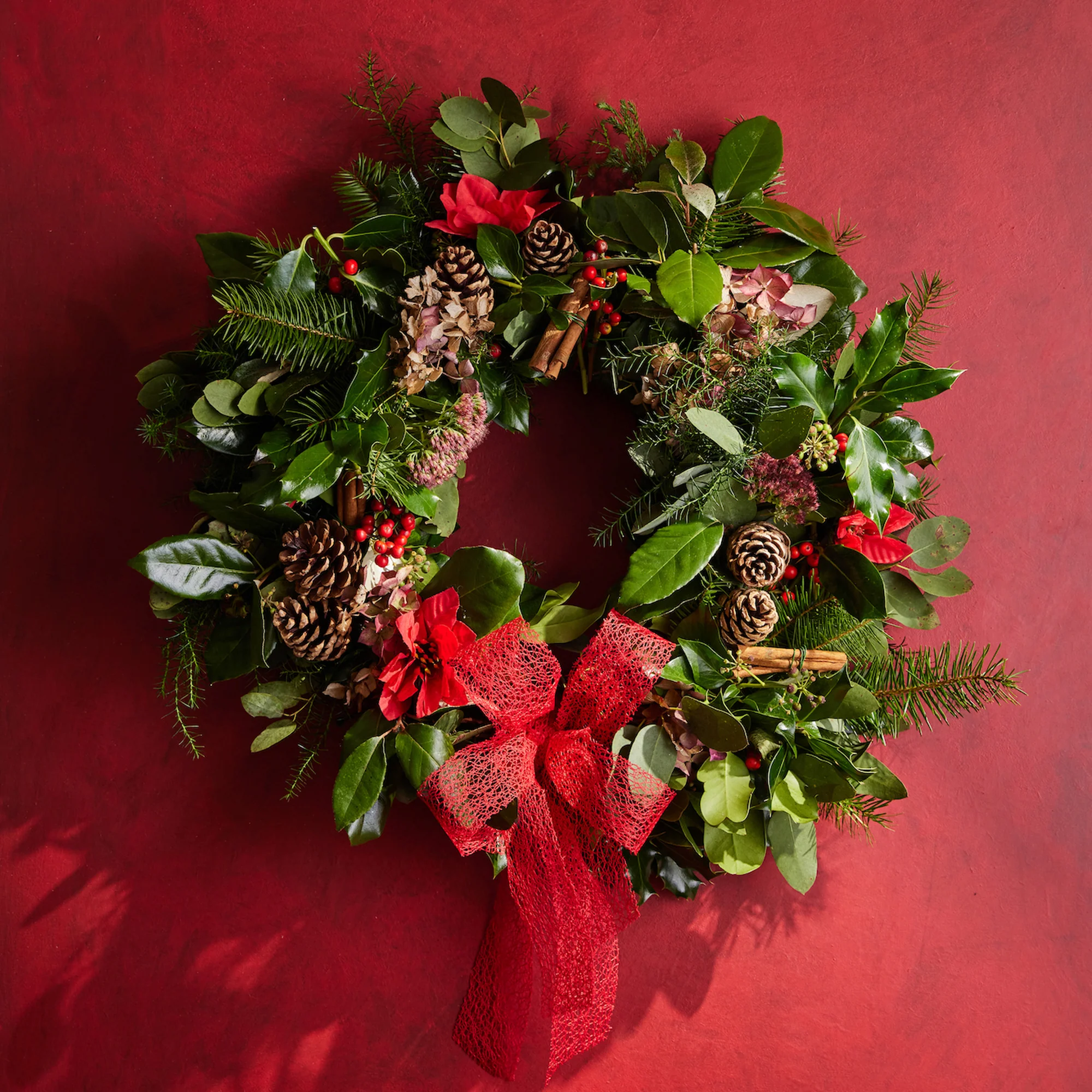 Holly and Red Berry Christmas Wreath